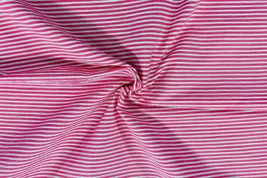 Uitverkoop - Stretch stof - seersucker - roze/wit - JT010