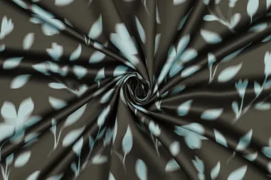 Bloemen motief stoffen - Polyester stof - royal micro satijn - digitaal bloemen - legergroen - 6649-006