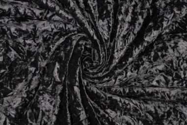 Gesteppter Stoff - Kord - schwarz - 22084-069 - Velours stof - velvet crinkle - zwart - 416059-999