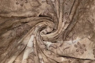 Tie dye stoffen - Stretch stof - tie dye - bloemen - donkerbruin - 963004-13