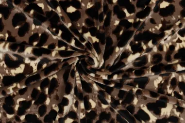 Strickstoffe - Gebreide stof - super soft - dierenprint - bruin - 3986-001