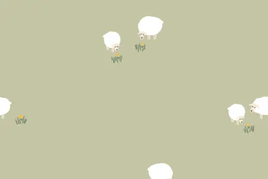 Gewebt - Baumwollstoff – Popeline – Schafe – Oliv – 21912-026