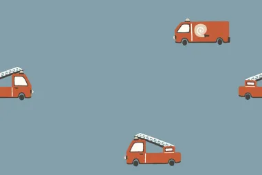 Auto print stoffen - Katoen stof - poplin - brandweer - staalblauw - 21913-006