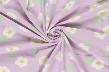 Bloemen motief stoffen - Tricot stof - bloemetjes - lila - 25695-043