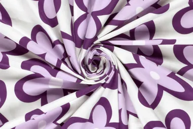 Gebroken witte stoffen - Tricot stof - bloemen - gebroken wit - 25706-051