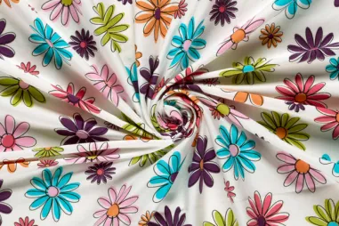 Bloemetjes stoffen - Tricot stof - bloemetjes - gebroken wit - 25724-051