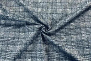 Blauwgrijze stoffen - Stretch stof - ruiten - blauwgrijs - JT040