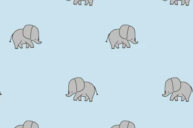 Lakenstoffen - Katoen stof - poplin - olifanten - lichtblauw - 21941-003