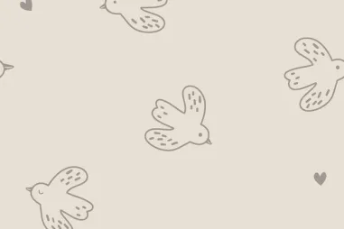 Nieuwe stoffen - Badstof - rekbare badstof - vogels - beige - 23558-052