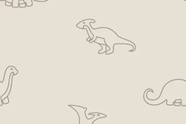 Dino stoffen - Badstof - rekbare badstof - dino's - beige - 23566-052