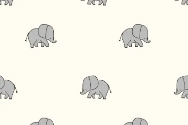 Nieuwe stoffen - Katoen stof - poplin - olifanten - gebroken wit - 21941-051