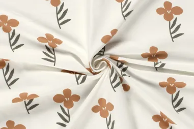 Uitverkoop - Tricot stof - bloemen - gebroken wit - 23602-051