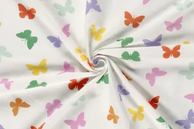 Canvas stof - gebroken wit - 4795-051 - Tricot stof - vlinders - gebroken wit - 23643-051