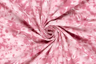 Gestrickt - Tricot stof - French Terry - tie dye - roze - 22409-014