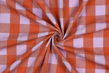 Diverse merken stoffen - Katoenen stof - yarn dyed - checks - lavendel/oranje - 2971-001