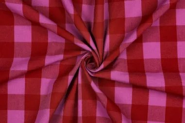Diverse merken stoffen - Katoenen stof - yarn dyed - checks - rood/fuchsia - 2971-003