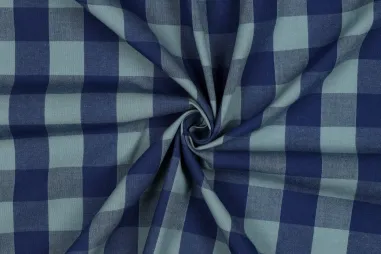 Kissen - Katoenen stof - yarn dyed - checks - blauw/groen - 2971-004