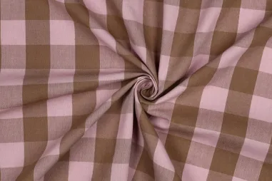 Diverse merken stoffen - Katoenen stof - yarn dyed - checks - lichtroze/bruin - 2971-005
