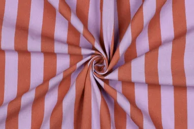 Kleding stoffen - Katoenen stof - yarn dyed - strepen - lavendel/oranje - 2972-001