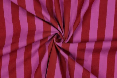 Kussen stoffen - Katoenen stof - yarn dyed - strepen - rood/fuchsia - 2972-003