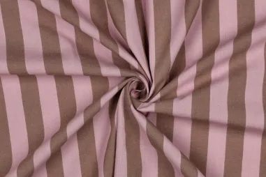 Decoratie en aankleding stoffen - Katoenen stof - yarn dyed - strepen - lichtroze/bruin - 2972-005