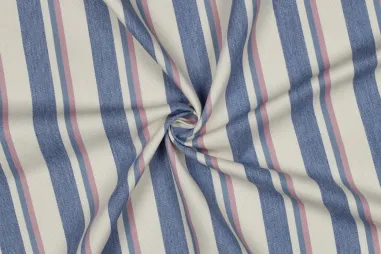 Gestreifte - Denim stof - stripes - jeansblauw/roze - 4760-001