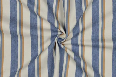 Herbst - Denim stof - yarn dyed - strepen - jeansblauw/camel - 4760-002