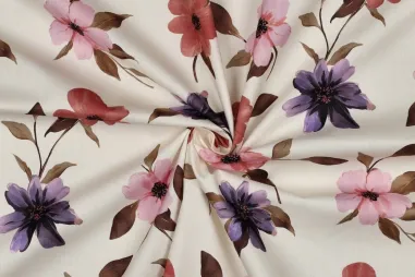 Tricot stof - bloemetjes - gebroken wit - 21733-051 - Katoen stof - viscosemix - digitaal bloemen - gebroken wit - 7037-002