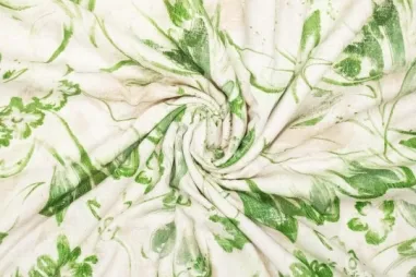 KN21 0856-215 Cotton teddy armygreen - Viscose stof - linnenmix - digitaal bloemen - groen - 922882-22