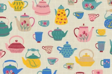 Naturel - Deco stof - half panama - theepot party - naturel - DC3081-170