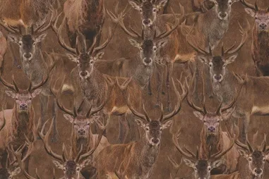 Hobbystoff - Deco stof - half panama - digitaal herten - bruin - DC5231-522