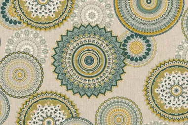 Nieuwe stoffen - Deco stof - linnenlook - geometric mandala - naturel - DL3056-251