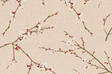 Deco stof - linnenlook - digitaal bloemen lavendel - naturel - 1929-043 - Deco stof - linnenlook - Japanse bloesem - naturel - DL3121-540