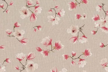 200gr/M² - Deco stof - linnenlook - magnolia's - naturel - DL3174-170
