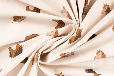 Sandbeige - Tricot stof - paarden - zand - K10391-521