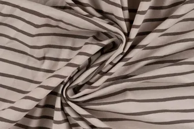 Zandbeige stoffen - Tricot stof - strepen - zand - K10402-520