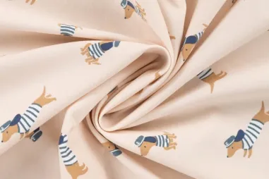 Sandbeige - Tricot stof - teckels - zand - K10407-521