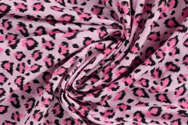 Voering stof - Lichtroze - 7800-011 - Tricot stof - French Terry - glitter - dierenprint - roze - K24010-120