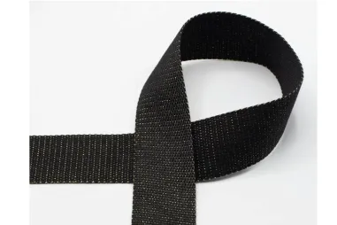 Tassenband* - Tassenband 40 mm - gold metal fiber - zwart - XWB19-690-040