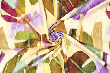 Viscose stoffen - Viscose stof - digitaal abstract - geel multi - 22524-585