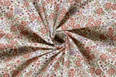 katoenen stoffen bloemen - Katoenen stof - poplin - bloemetjes - gebroken wit - 27/25615-051