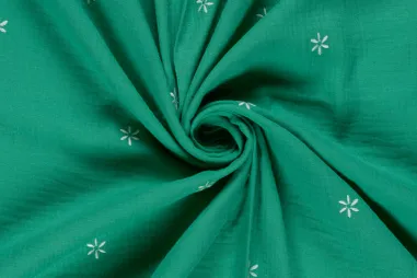 Tricot stof - swimwear - dino's - groen - 25/21682-021 - Embroidery stof - mousseline - bloemetjes - groen - 25272-024