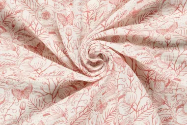 Hydrofiel stoffen (katoen) - Mousseline stof - bloemen & vlinders - gebroken wit - 25331-051