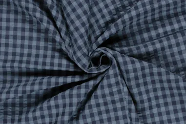Karierter Stoff - Geruite stof - poplin seersucker - blauw/donkerblauw - 25003-008