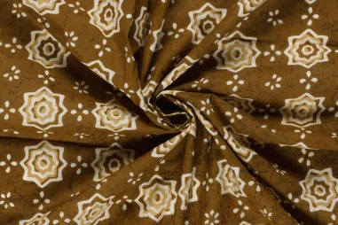 Nieuwe stoffen - Katoenen stof - batik - voile - abstract - oker - 26317-034