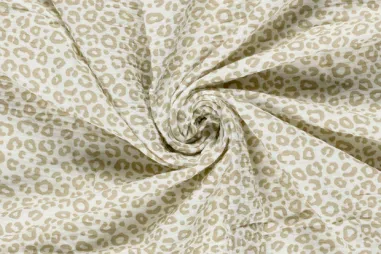 Nieuwe stoffen - Mousseline stof - panterprint - gebroken wit - 25323-051