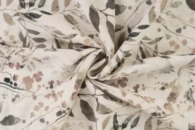 Viscose stoffen - Viscose stof - linnenmix - digitaal takken en bladeren - naturel - P18015-542