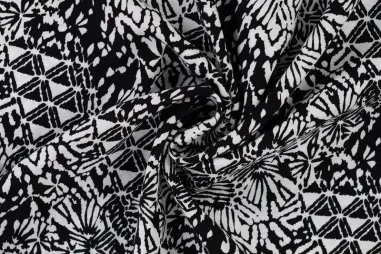 Zomer stoffen - Viscose stof - poplin - abstract - zwart - P19054-690