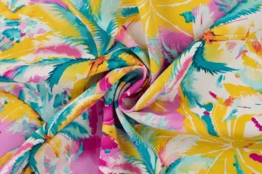 Palmbomen - Viscose stof - poplin - palmboombladeren - multi - P19058-172