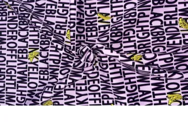Tricot stoffen - Tricot stof - heavy - tekst & bananen - lichtroze - JT437